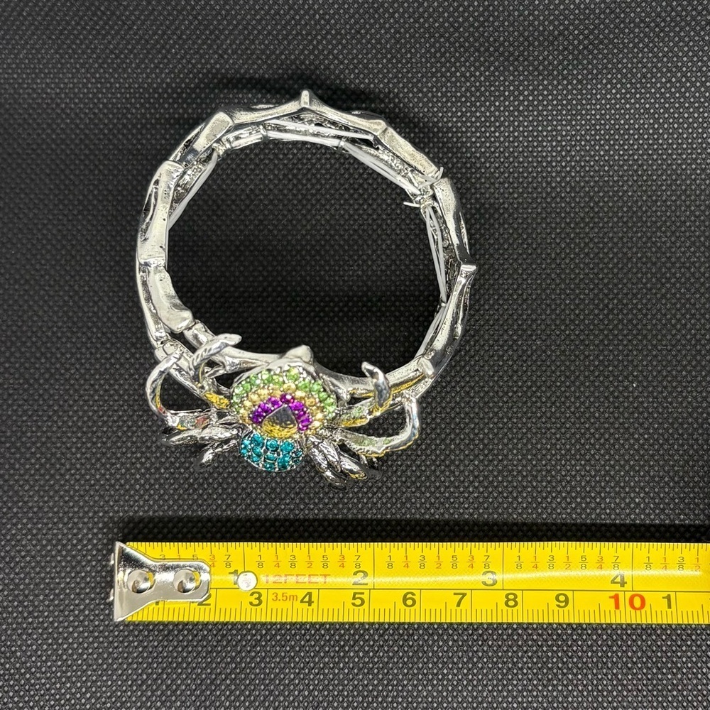 Statement Spicer Web Cuff Bracelet | Crystal Rhinestone | Halloween Gothcore - Picture 5 of 7